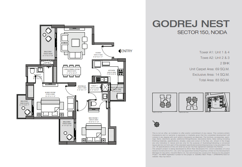 2 BHK floor plan