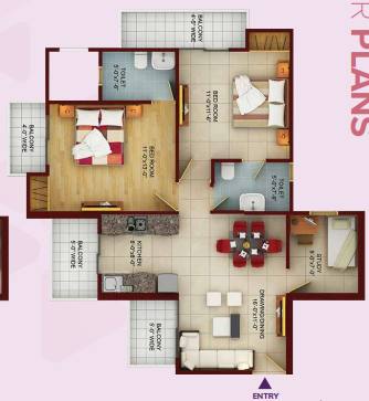 2 BHK floor plan