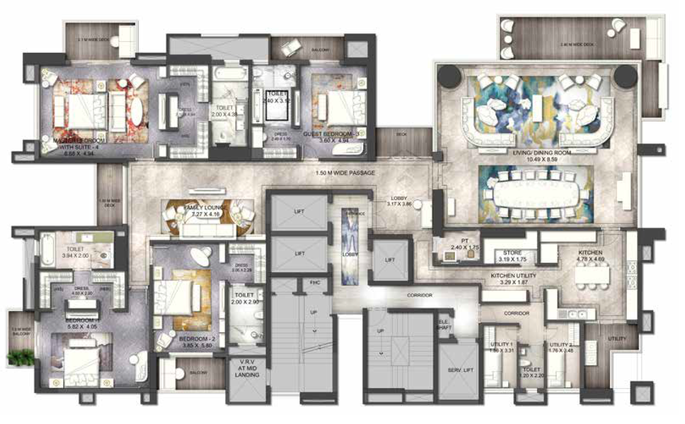 4 BHK Floor Plan of ATS Knightsbridge