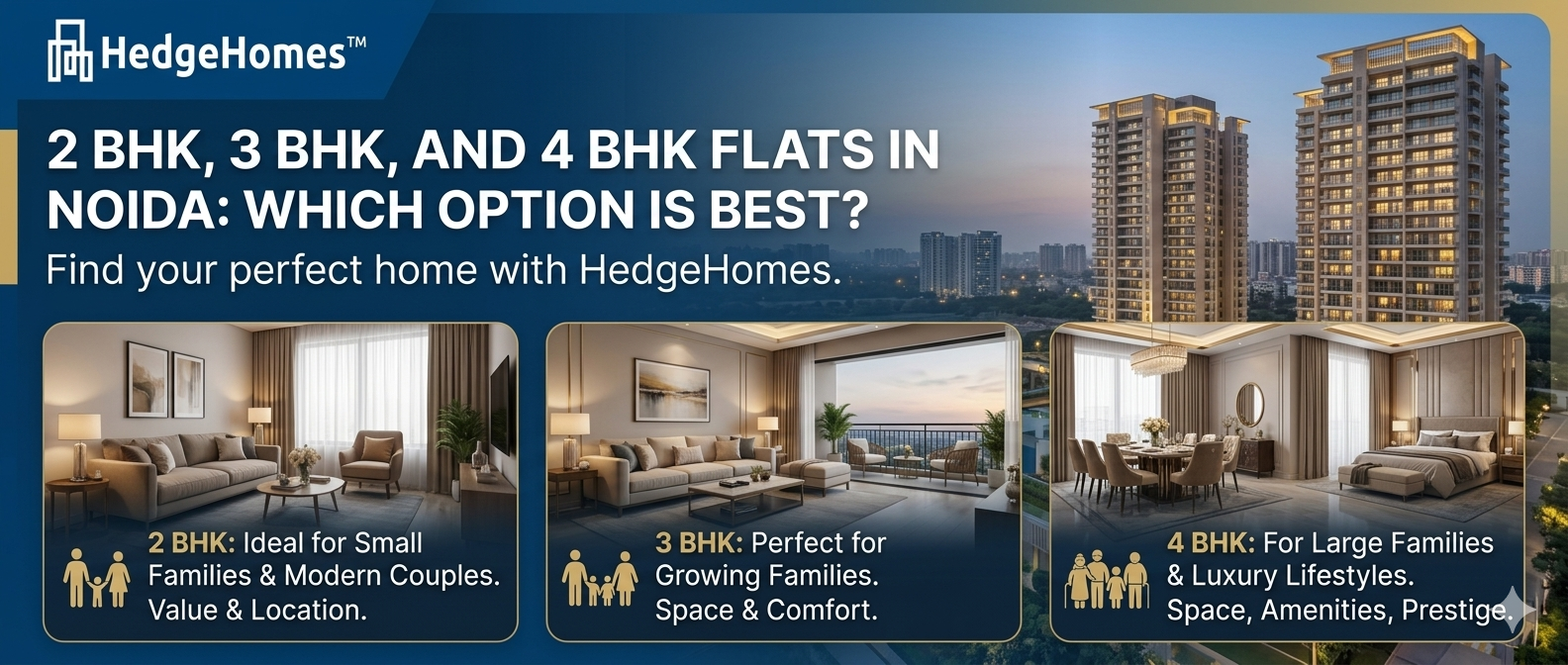 2 BHK, 3 BHK, and 4 BHK Flats in Noida